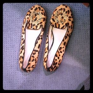 Anne Klein leopart print slip on loafers
